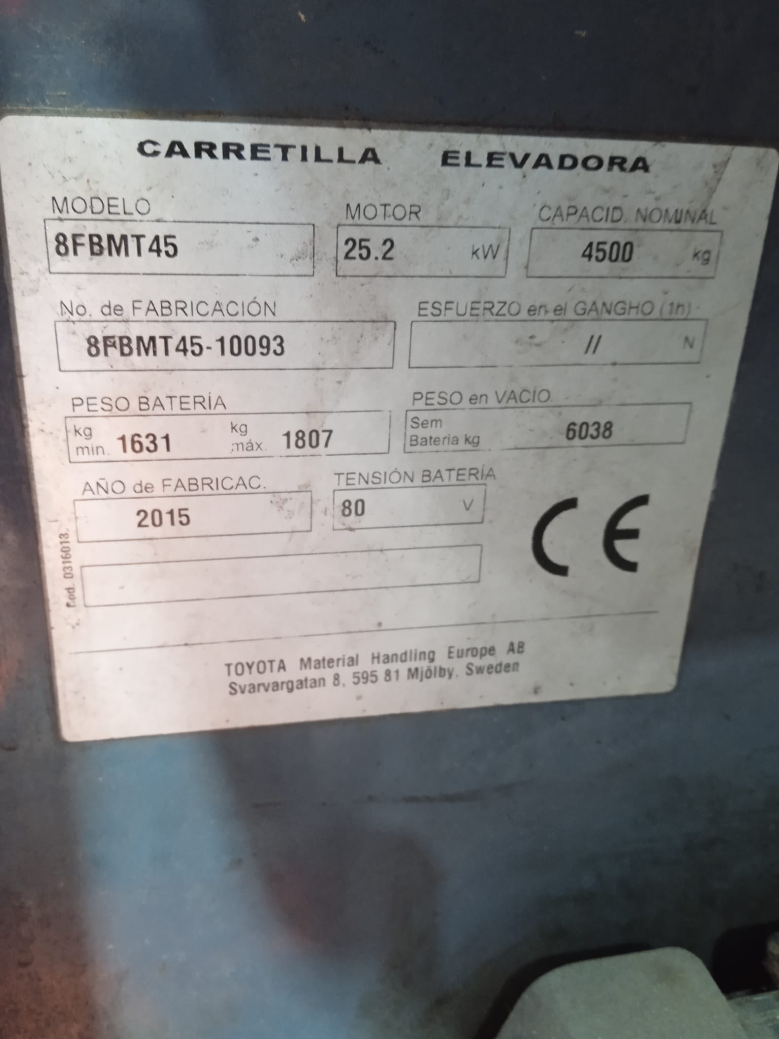 TOYOTA 8FBMT45 - Imagen 7